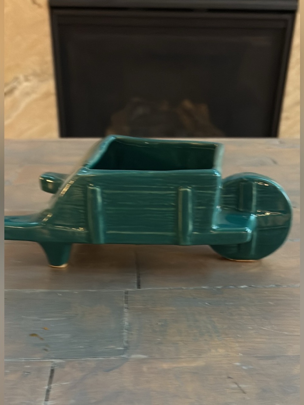 Vintage McCoy 822  Teal Ceramic Wheelbarrow Planter